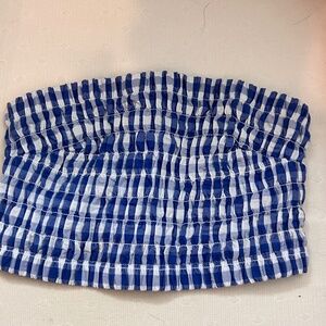 Women's Smocked Tube Top - Universal Thread™ Blue Gingham XS